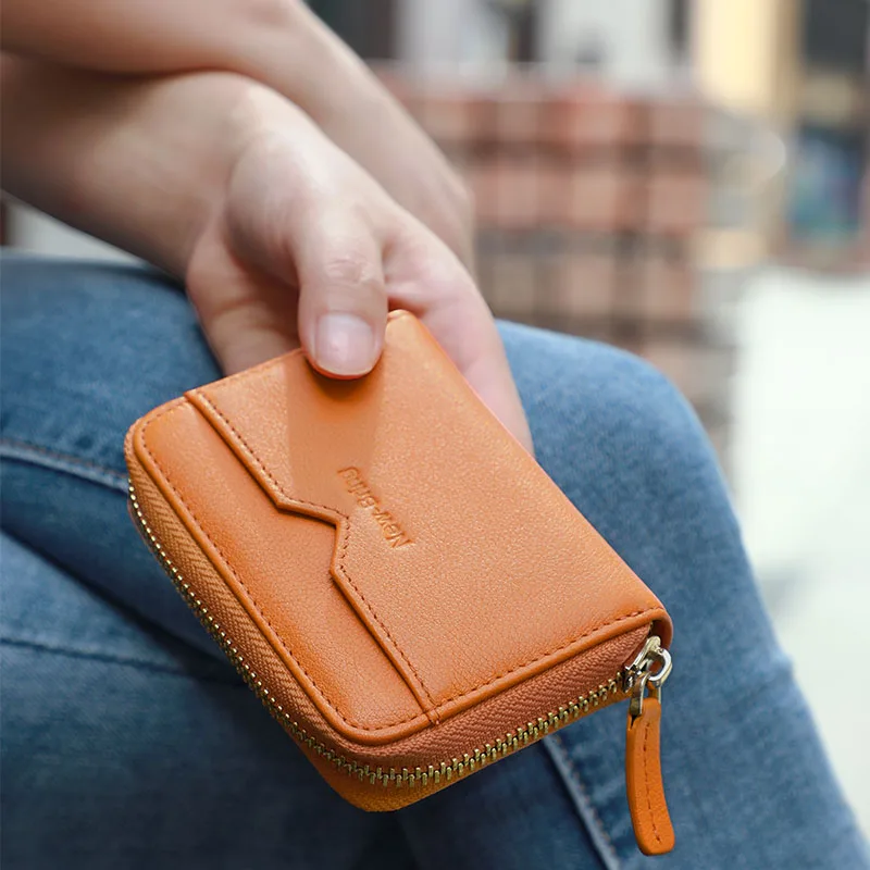 Кошелек NewBring из натуральной кожи Модный укороченный клатч бумажник с кармашком