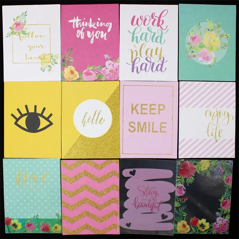 3*4inch Double-side Printed Keep Smile Paper Pocket Cards for Scrapbooking DIY Projects/Photo Album/Card Making Crafts | Дом и сад