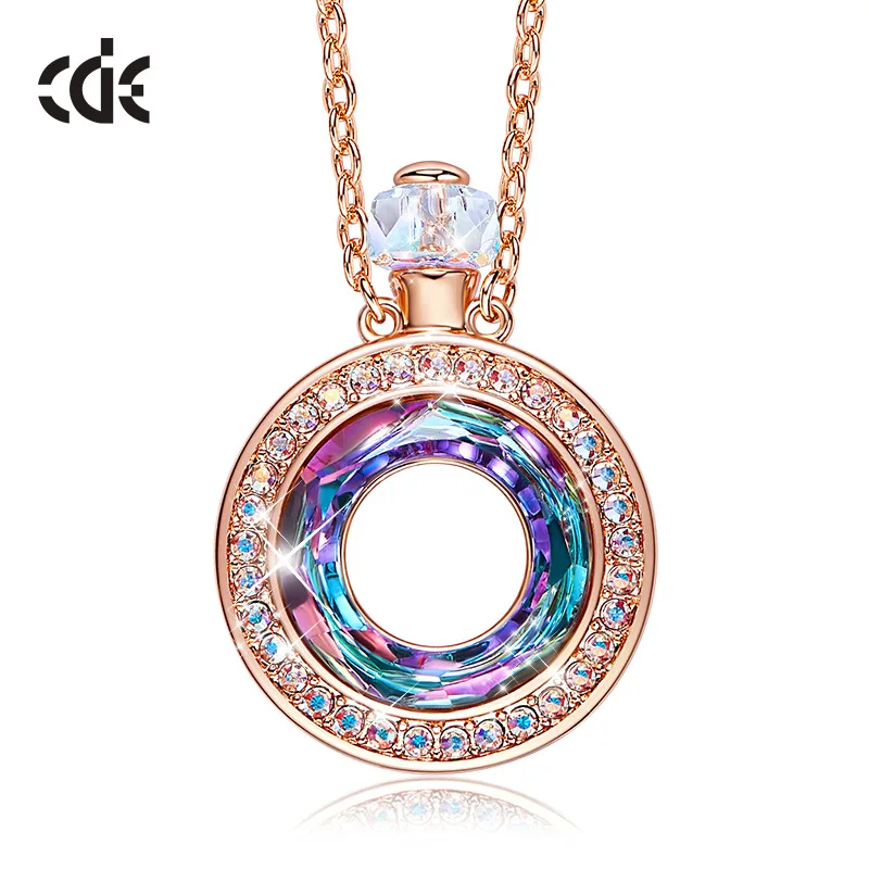 Rose Gold CDE украшенное кристаллами Swarovski Ожерелье Подвеска флакон духов ожерелье женское изысканное ювелирное изделие подарок на день матери - Цвет камня: Rose Gold