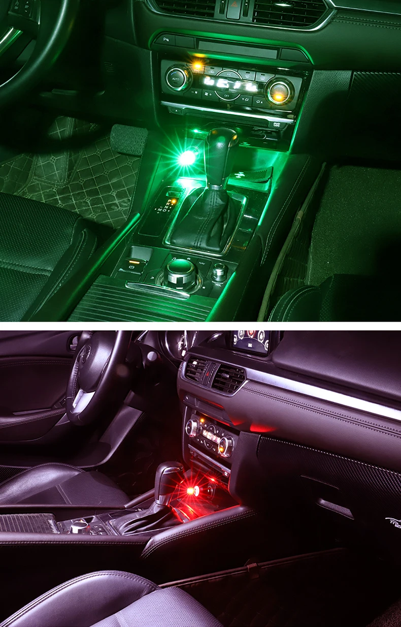 1 шт. Автомобильный USB RGB атмосферный светильник s цветной музыкальный голосовой