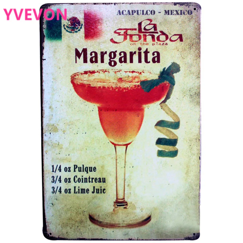 Винтажная металлическая жестяная доска для паба Коктейльная - Цена: 