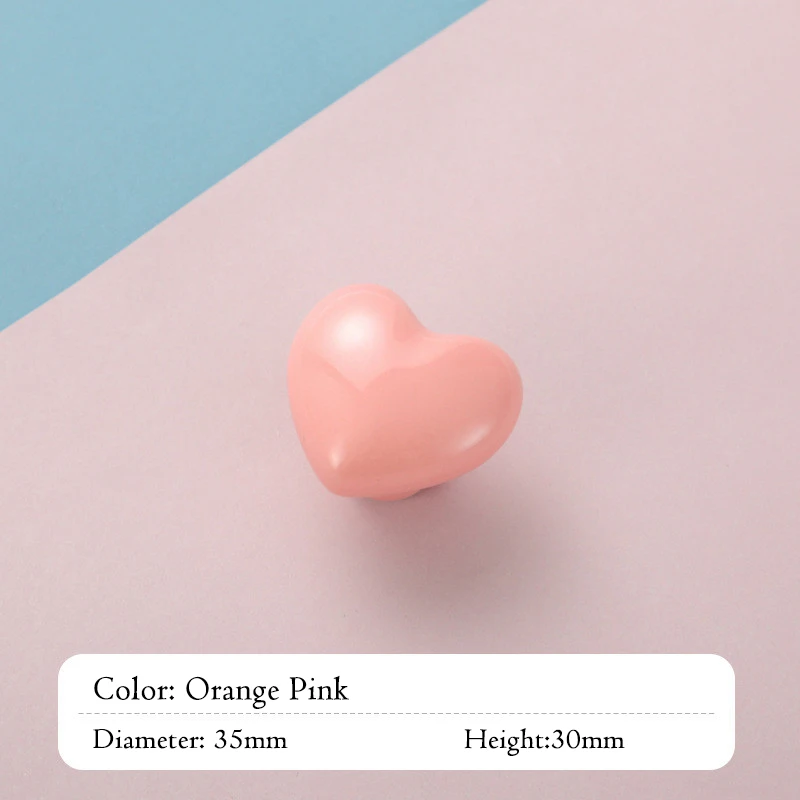 heart orange Pink NAIERDI детской комнаты Керамика один круглый шкаф ручки Кухня сад дверная ручка, шкафчик ручка мультфильм мебельные ручки - Цвет: heart orange Pink