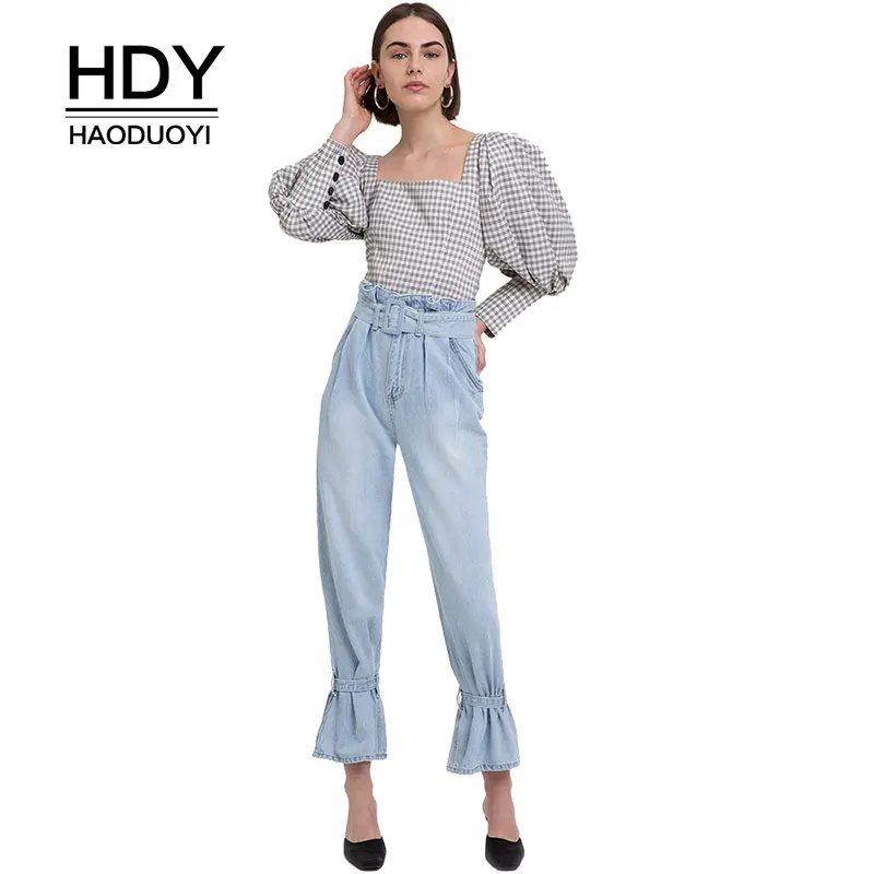 Женская блузка HDY Haoduoyi с длинным рукавом фонариком и квадратным вырезом|Блузки| |