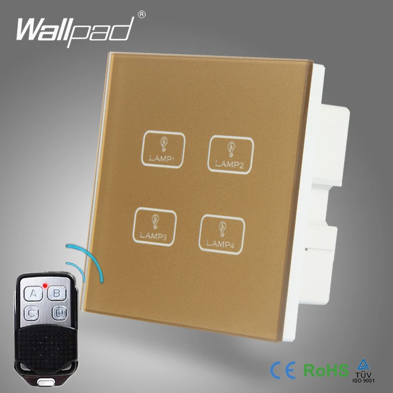 2 шт. 4 банды 2/3/4 Way WIFI Пульт дистанционного управления Wallpad Gold Tempred стеклянный