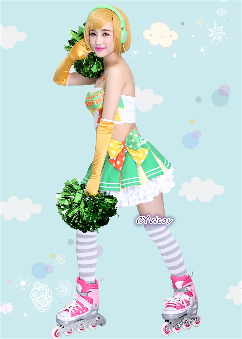 Love Live Косплей Райский Черлидинг koizumi Hanayo летний костюм для косплея платье женские танцевальные платья вечерние костюмы