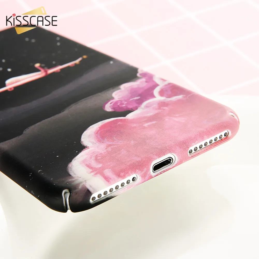 KISSCASE Flamingo Case For iPhone 5 SE 5S Cover Pink Black Vintage Plain Hard PC Animal 6 6S 7 8 plus X Coque |