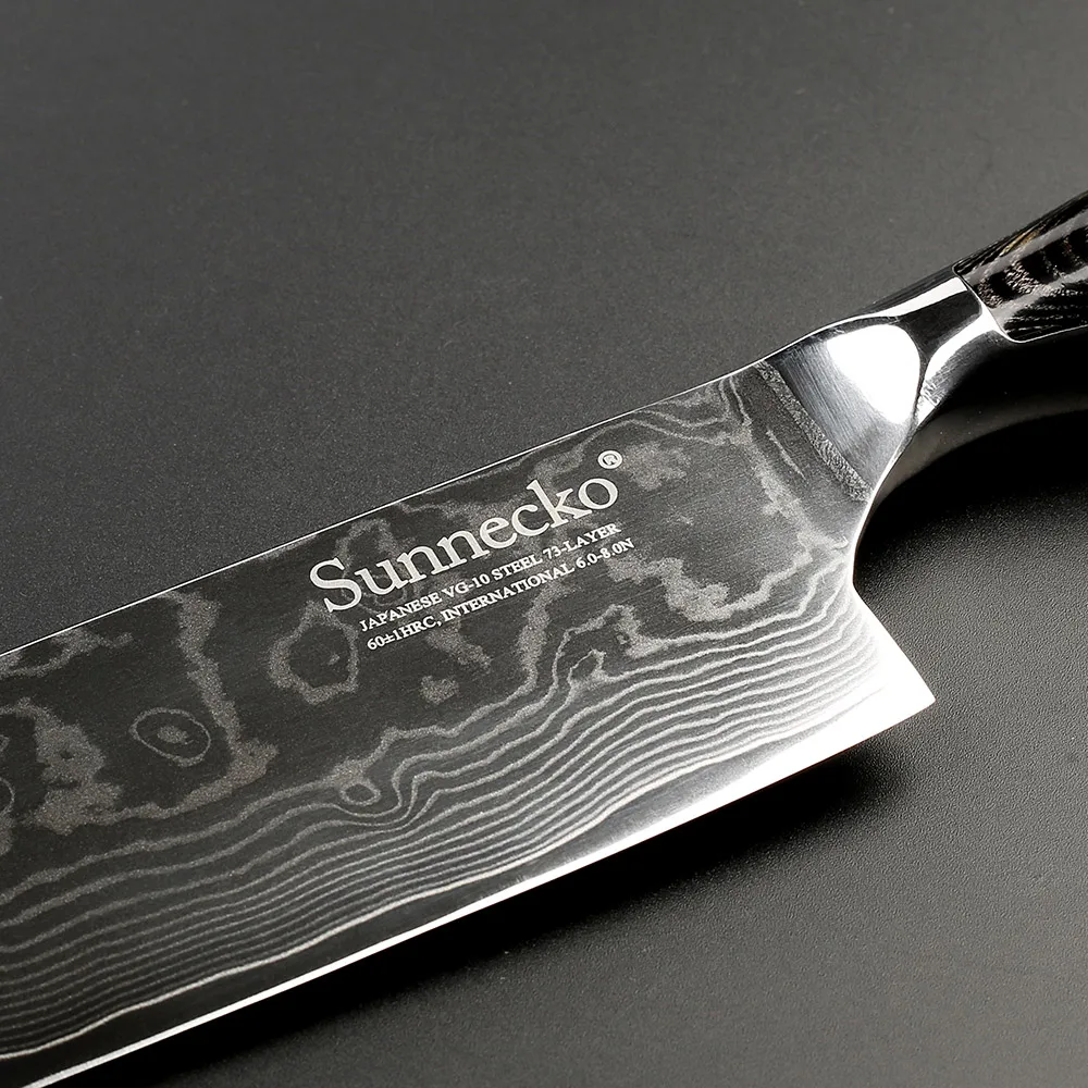 SUNNECKO 7 дюймов нож повара Кливер кухонные ножи дамаск VG10 сталь бритва острый 60HRC