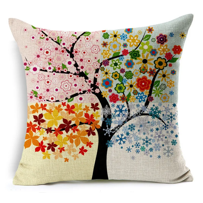

5 Color Select 45*45cm Pillowcases Women Hugging Season Tree Printed Cover Pillows Cases Decorative Throw Pillow Covers