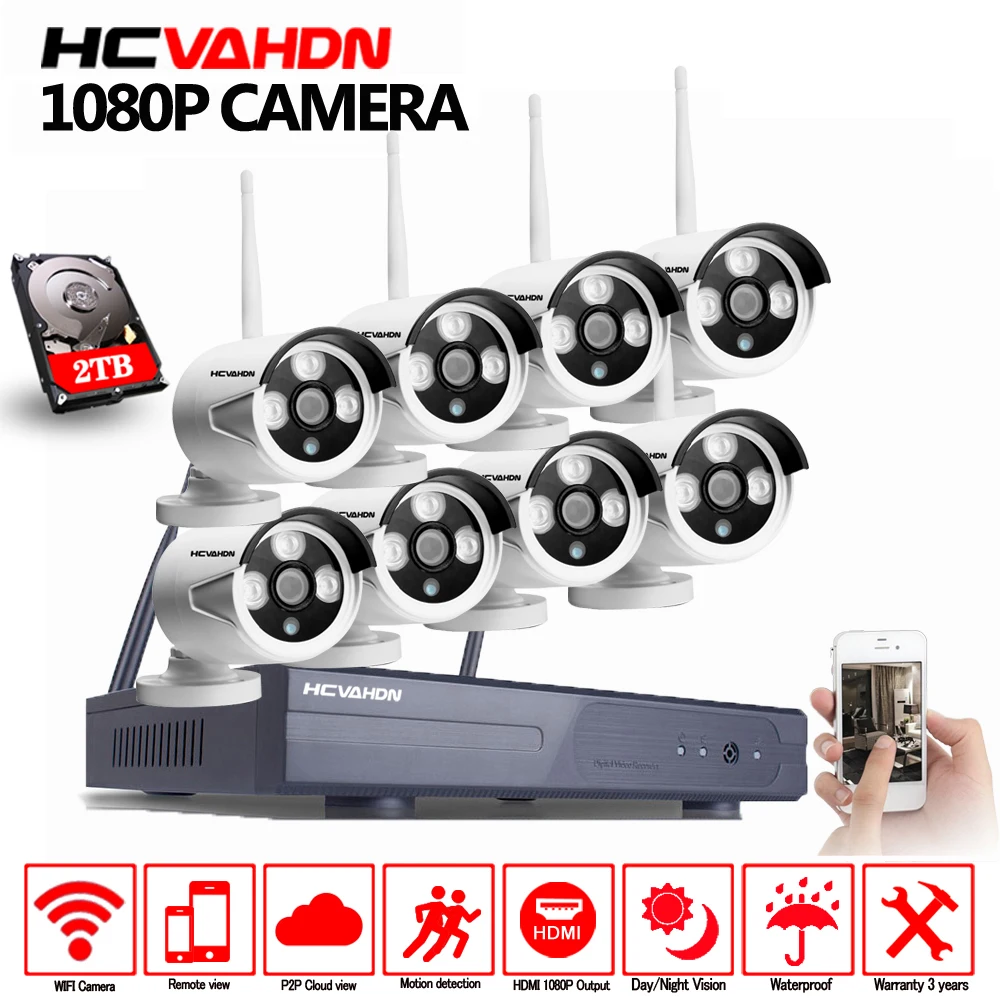 Система видеонаблюдения 1080P 8 каналов HD беспроводная камера ночного видения IP Wi Fi