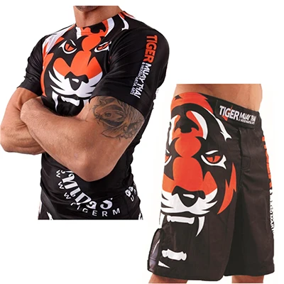 Style F BJJ Рашгард Mma наборы с коротким рукавом ММА футболка Муай Тай Fightwear костюмы Рашгард кикбоксинг Велоспорт ММА обтягивающие длинные брюки - Цвет: Style F
