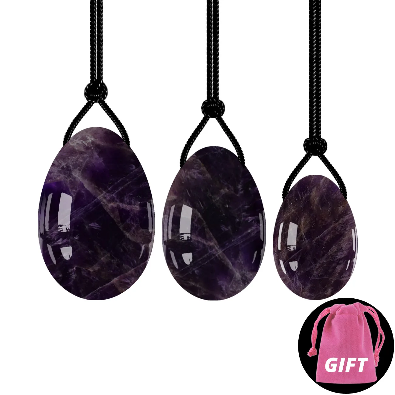 Dark Purple Eggs Дропшиппинг Yoni набор яиц для массажа нефритовых яиц розовый кварц йони-палочка для женщин Кегеля Тренажер вагинальная подтяжка мышц Просверленный массажный камень - Цвет: Dark Purple Eggs