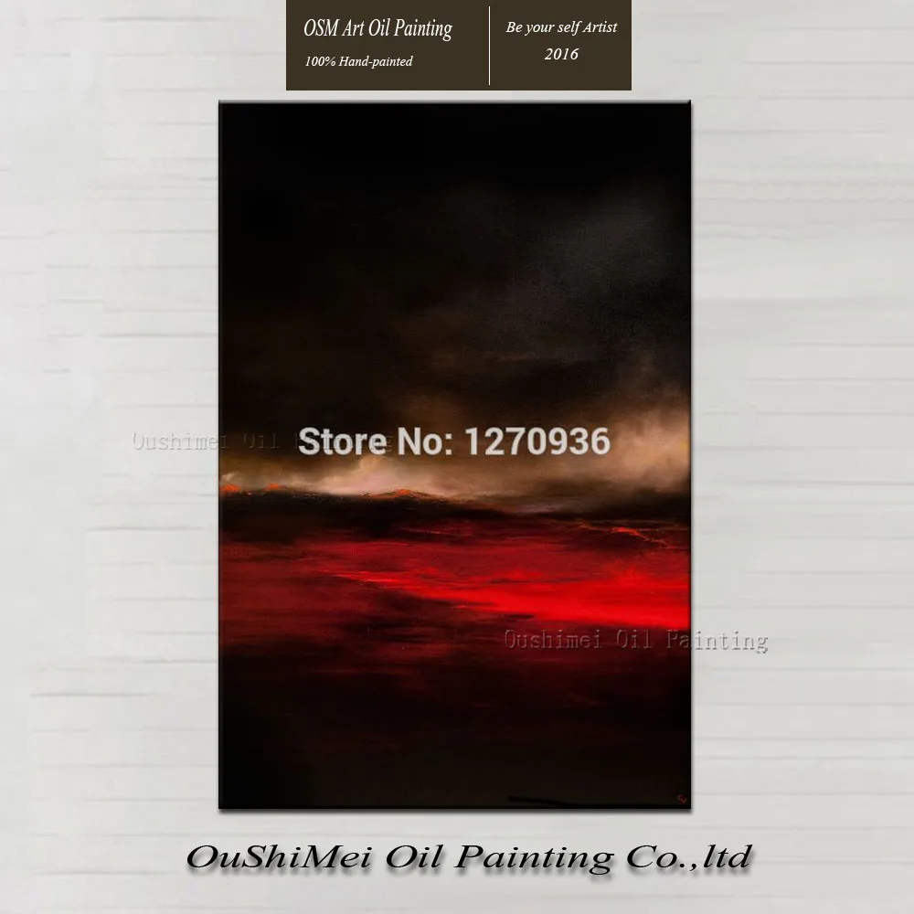 

Artist Hand-painted High Quality Abstract Black and Red Landscape Oil Painting on Canvas Beautiful Dark Sky Oil Painting