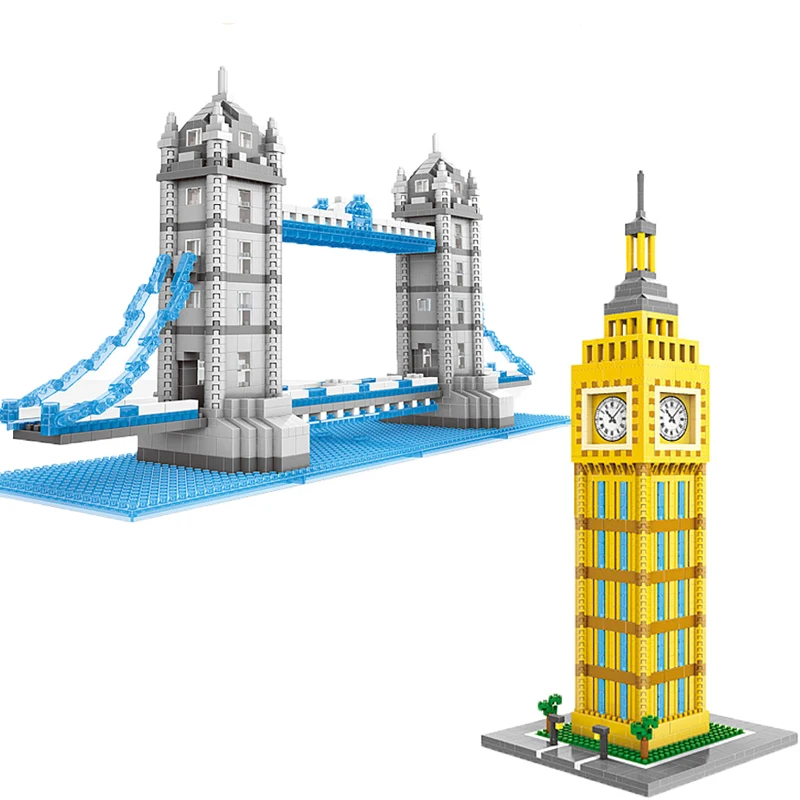Городской архитектурный не совместимый с Legoed Эйфелева башня Лувр Биг Бен мост