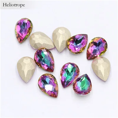 Heliotrope 50 шт./лот, 3D Стразы для дизайна ногтей, блестящие цветные Стразы для ногтей, 3D кристаллы для дизайна ногтей, камень, золото, алмазное стекло, для маникюра - Цвет: Heliotrope