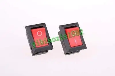 

100Pcs x 2 Pin ON-OFF I/O Two Position SPST Snap In Boat Rocker Switch Red Butto