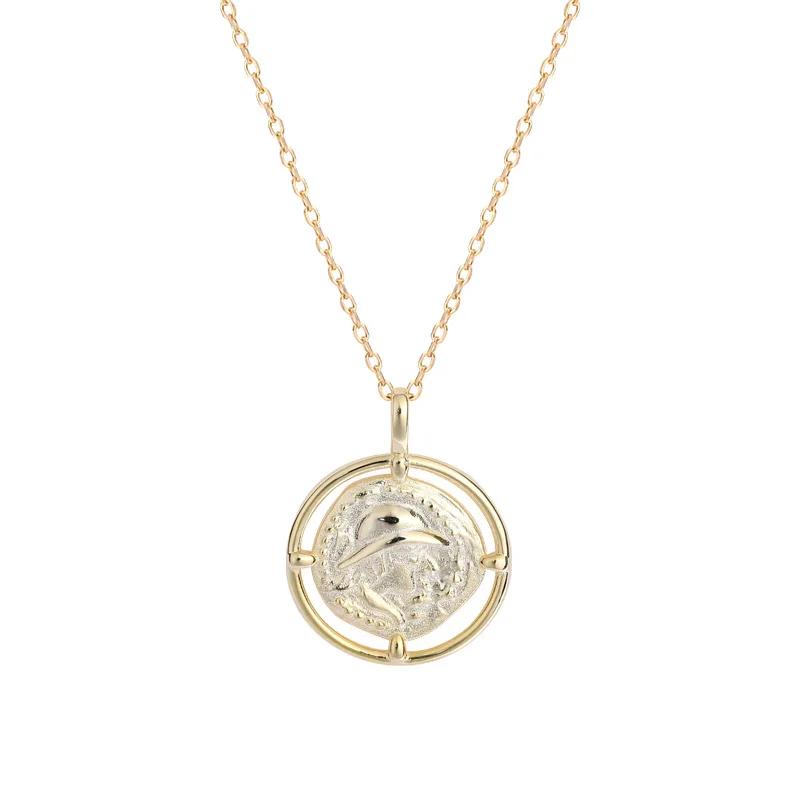 

Clavicle Chain s925 European American Style Vintage Coin Pendant Necklace