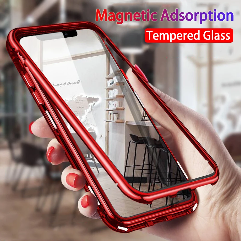 Металлический магнитный чехол для телефона с адсорбцией Oneplus 6 6T 5T стеклянные