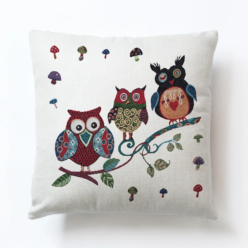 Мультфильм Чехлы Сова Семья печати наволочка птица белье 45*45 см бросить Чехол
