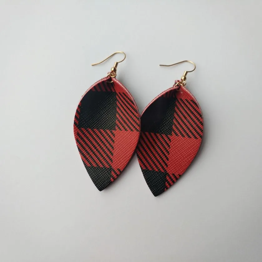

Plaid Pu Leather Earrings headwear Gift