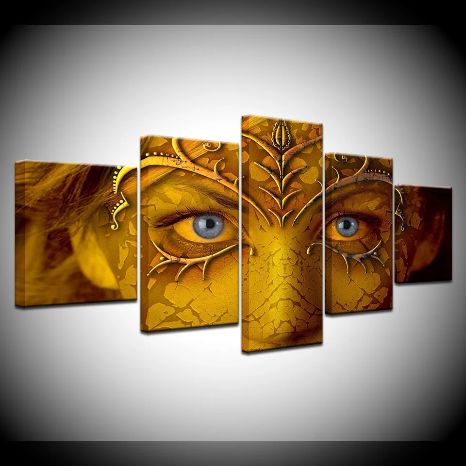 5 шт. настенные картины с голубыми глазами для гостиной | Дом и сад