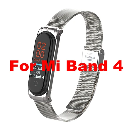 Mi Band 3 ремешок металлический браслет для Xiaomi mi ремешок 3 ремешок браслет металлическая пряжка ремень из нержавеющей стали mi Band 3 Pulseira Rose mi 3 - Цвет: mi band 4 -sliver
