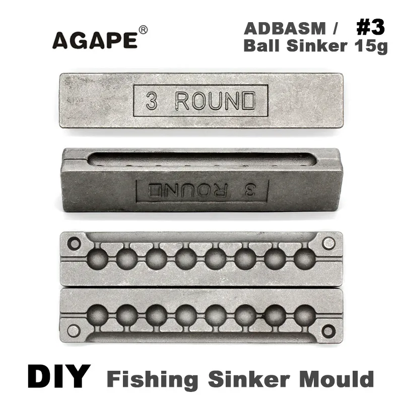 Agape DIY рыболовный шар грузило прессформы ADBASM/#3 мяч 15 г 8 полостей|Рыболовные снасти| |
