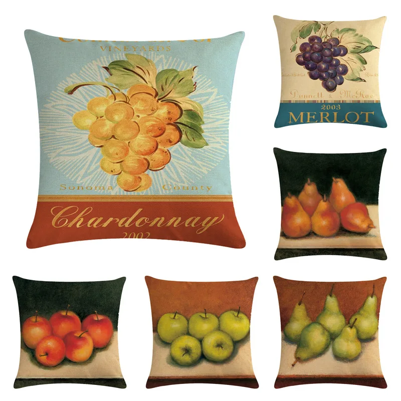 

Colorful vegetble Fruit Pattern Polyester Throw Pillow Cushion Cover Car Home Decor Decoration Sofa Bed Decorative Pillowcase