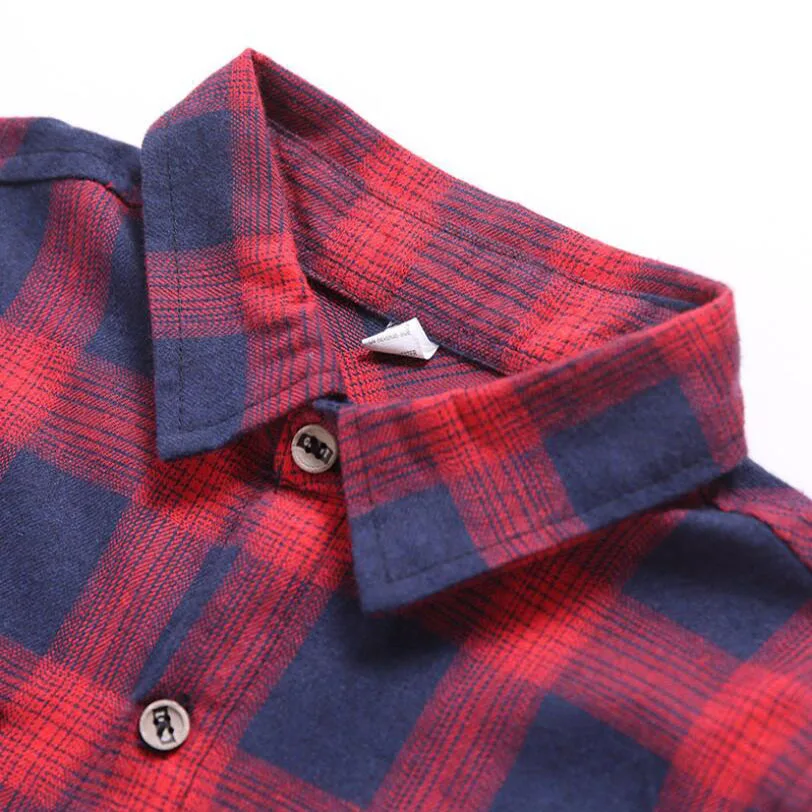 Блузка для мальчиков осенняя клетчатая рубашка с длинным рукавом маленьких