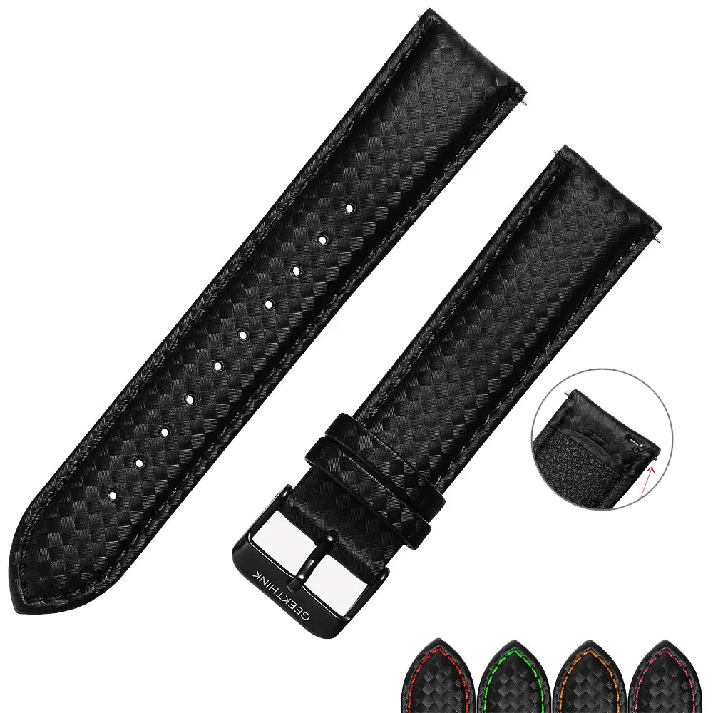 Ремешок из углеродного волокна для часов Gear S3 S2 Classic роскошный черный кожаный