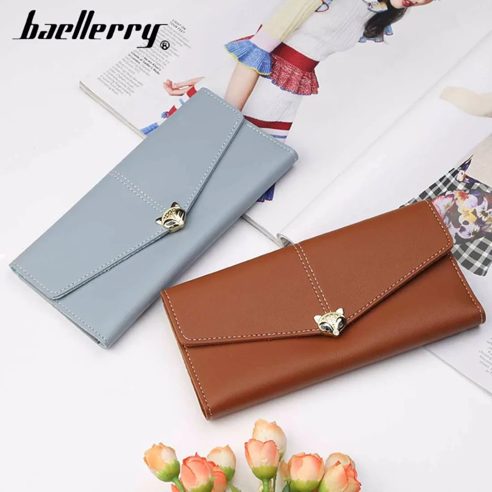 2018 кошельки для женщин baellerry Fox длинный PU кожаный красный женский кошелек карман