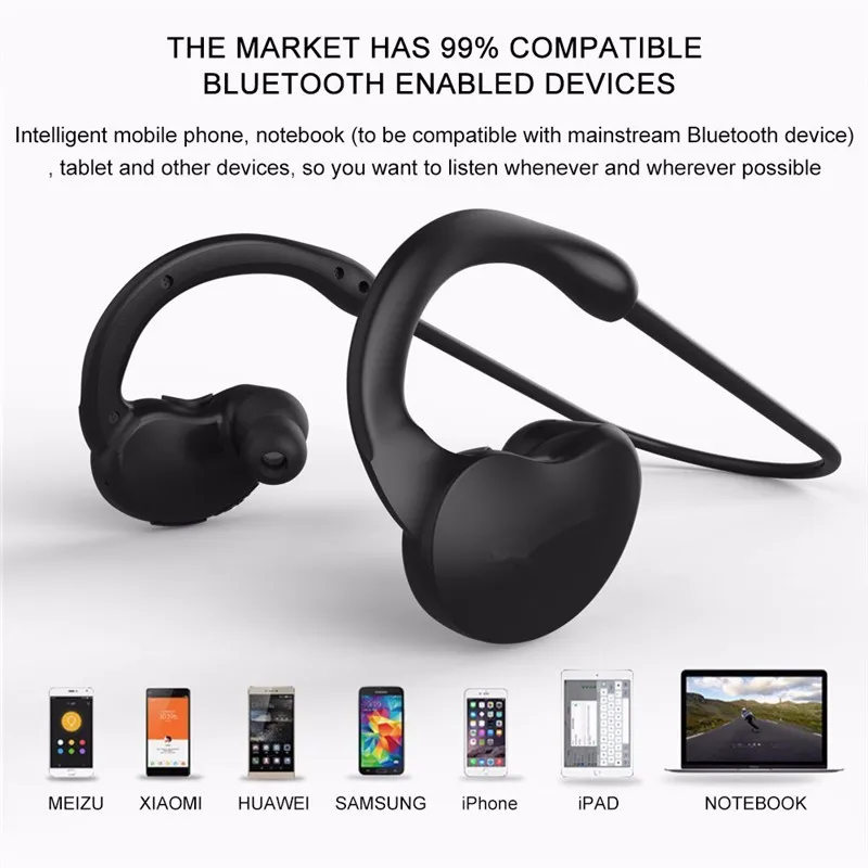 M& J IPX7 водонепроницаемый беспроводной Bluetooth гарнитура стерео громкой связи спортивные наушники с микрофоном для iPhone samsung Xiaomi