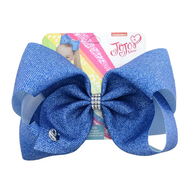 

8" Large Jojo Siwa Bows Denim Blue Bownot Butterfly Donut Hiar Clip for Kids Girl Boutique Party Hair Accessories