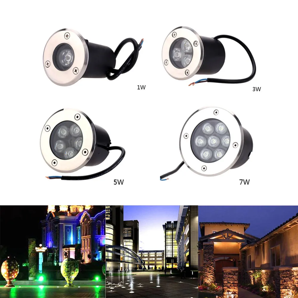 Оптовая продажа LED подземный свет 1W 3W 5W 6W 7W 9W 12W Водонепроницаемый 110-240V палуба inground