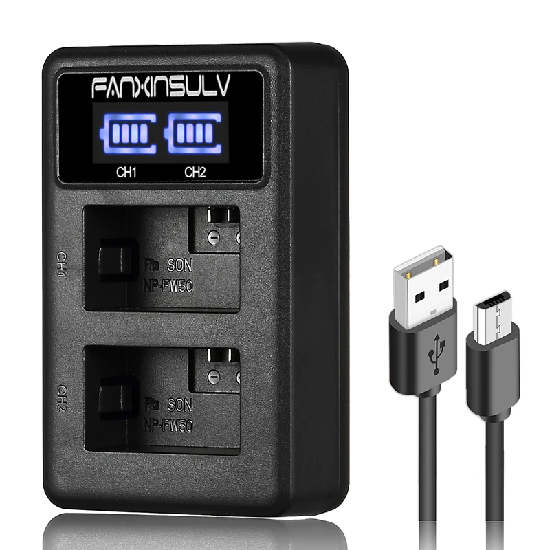 Двойное зарядное устройство USB с ЖК дисплеем для камеры SONY FW50 NP FW50|Зарядные