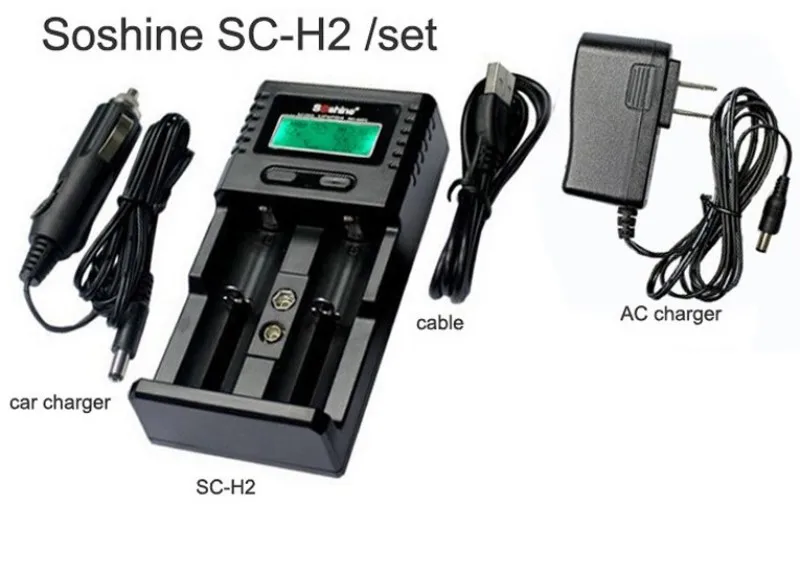 Soshine H2 SC-H2 интеллектуальное зарядное устройство lcd универсальное зарядное устройство для Li-ion/LiFePO4 26650 18650 NiMH C AA AAA