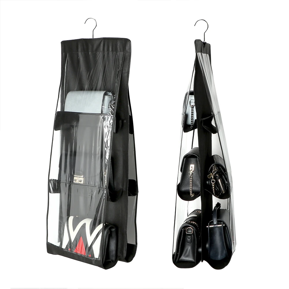 Складные 6 карманов подвесные книги Органайзер Прозрачный Шкаф Вешалка для шкафа