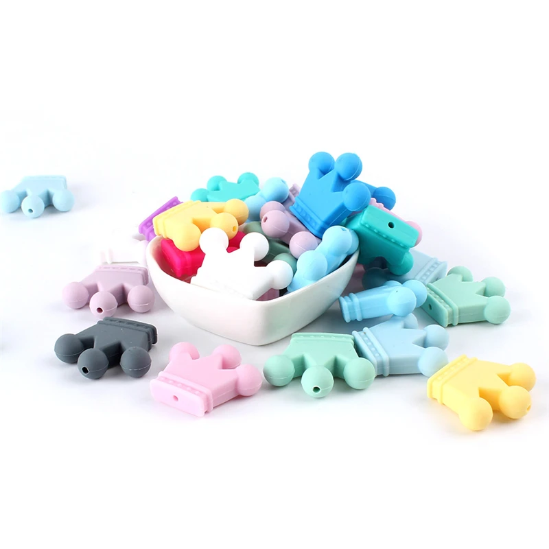 

10Pcs/set Crown Silicone Beads Baby Teething Toys Food Grade Silicone DIY Pacifier Chain Pendant Accessories Baby teethers