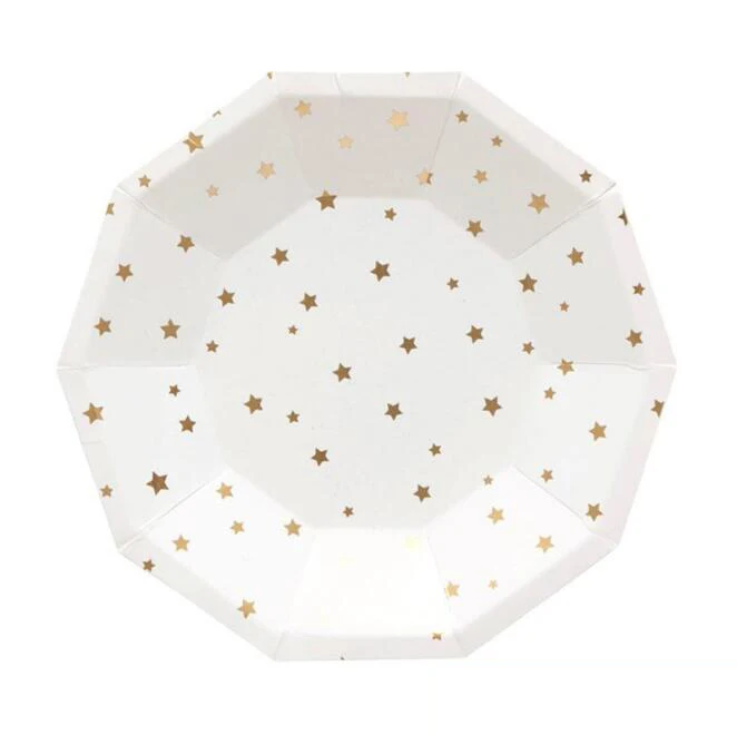 Служит 8 золотых звезд Дизайн Свадьба День рождения одноразовая посуда для