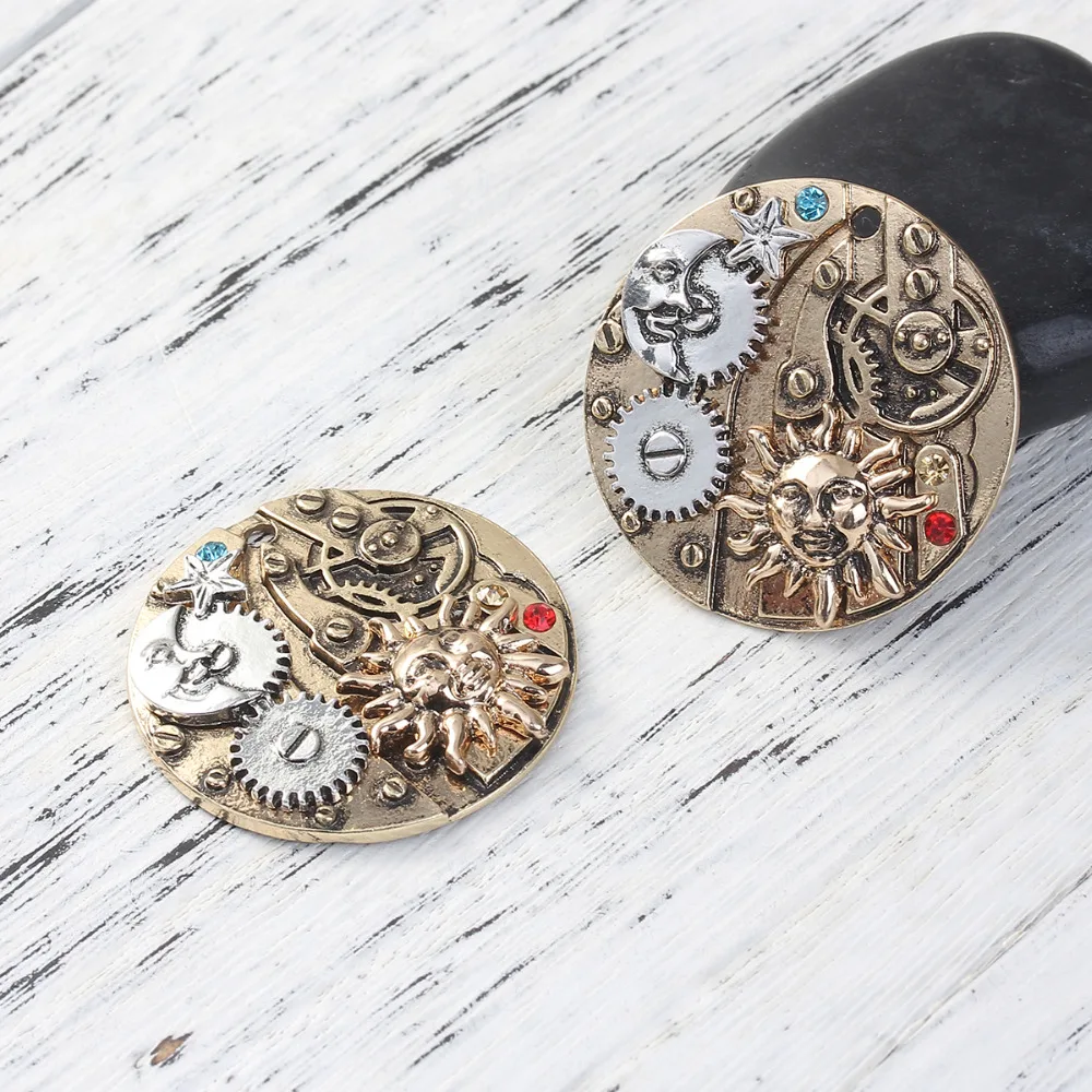 DoreenBeads сплав цинка карманные часы подвески Круглые солнце Бог &amp лунный красные и