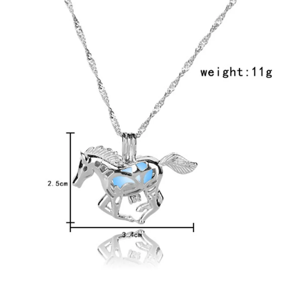 Светящаяся лошадка KUNIU подвеска на шею для женщин и мужчин унисекс медальон с