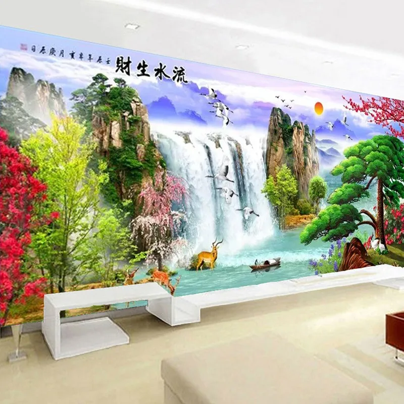 QIANZEHUI Рукоделие сделай сам реки и горы вышивка крестиком наборы для вышивки