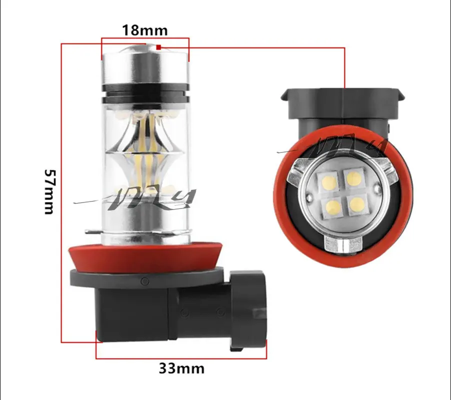 2 шт. светодиодный фонарь H8 H9 H11 9006 100 Вт 20 SMD для автомобиля противотуманный