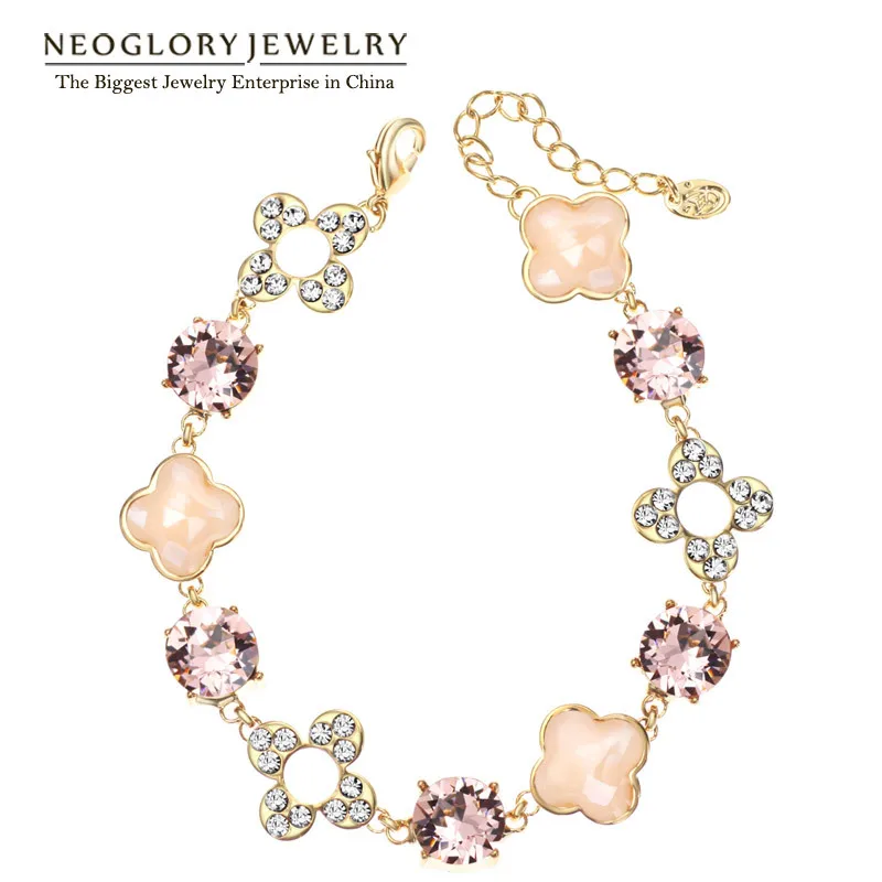 

Neoglory Austrian Rhinestone Light Yellow Gold Color Bangles & Bracelet For Women2020 New Arrival Romantic Jewelry