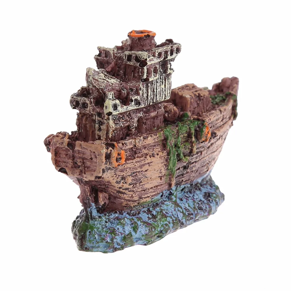 Новый орнамент для аквариума затонувшая корабельная лодка аквариумная пещера