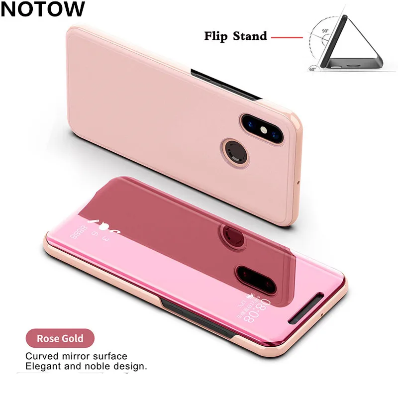 NOTOW Роскошный прозрачный зеркальный флип-чехол с подставкой для смартфона 360