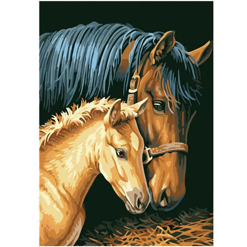 horse Painting 5 DIY Рисование на холсте для украшения стен, краска по номерам 40x50 см, спортивный автомобиль, набор для рисования цифр для взрослых - Цвет: horse Painting 5