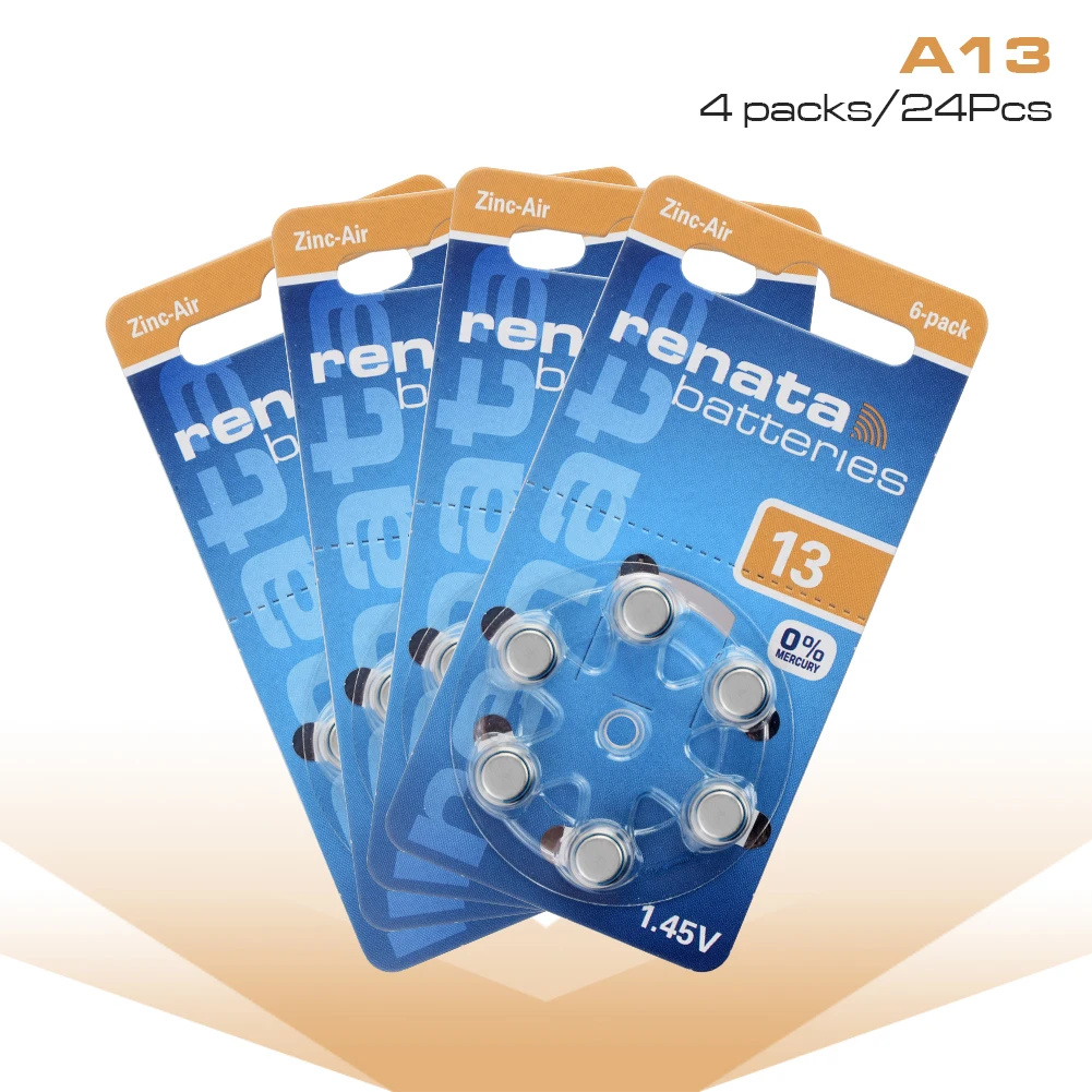 24 шт 1 45 V 305mAh слуховой аппарат батарея A13 13A ZA13 PR48 Размер цинк воздуха кнопки