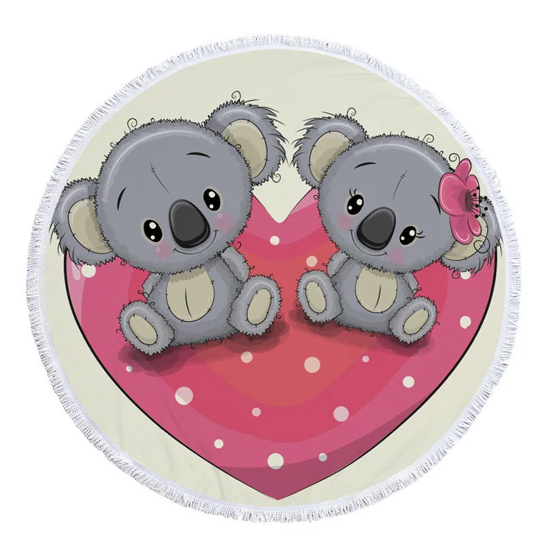 XC USHIO милое пляжное полотенце Koala с кисточкой Подарочное банное полотенце для детей любителей 450 г микрофибра 150 см одеяло для пикника йоги ковер - Цвет: Koala 1