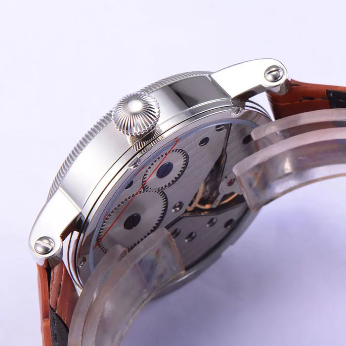 42 мм parnis розовый циферблат SS чехол gmt Moon Phase кожаный ремешок с ручным заводом