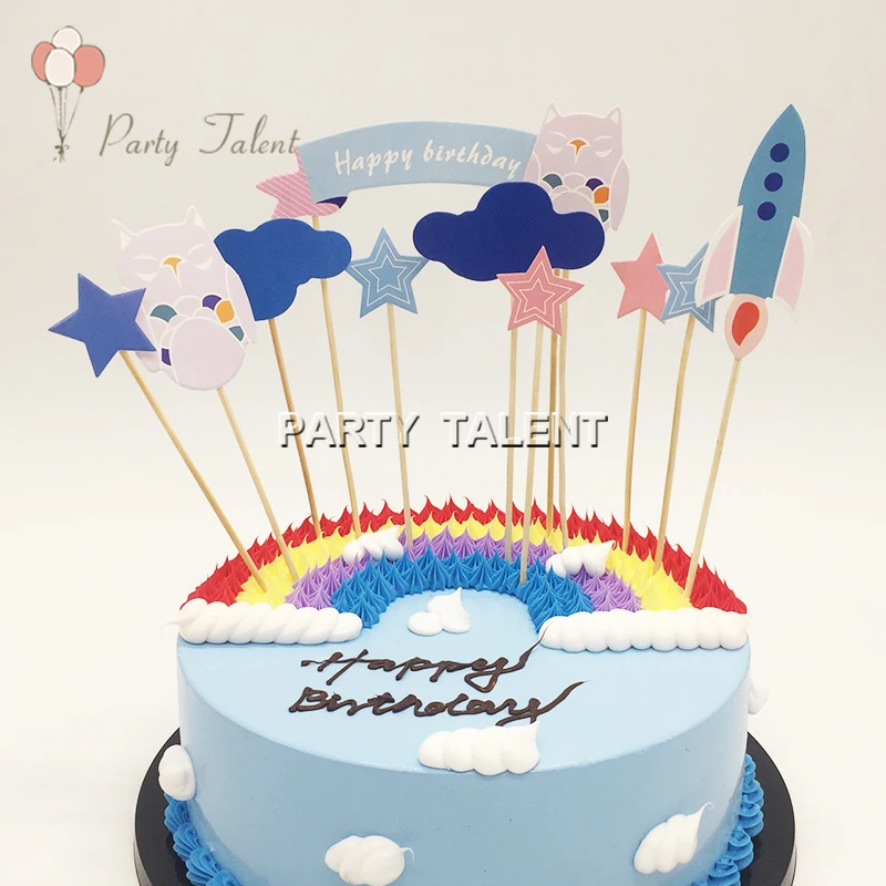 1 комплект Сова и ракета топперы для торта на день рождения детей сделай сам